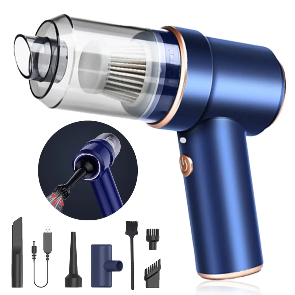 Aspiradora de Mano Inalámbrica de Alta Potencia – Portátil, Recargable y Ideal para Auto, Hogar y Pelo de Mascotas